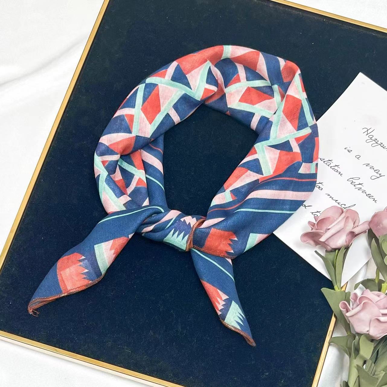 60g Weight Kerchief Classification Daily Occasion cotton and linen Material Flower Pattern Summer Season Women's Gender IG Style Style Women's IG Style Flower Cotton And Linen Kerchief 9