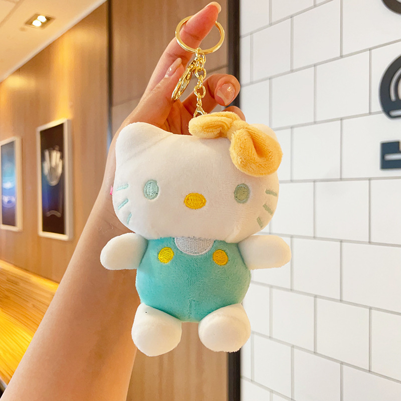 网红背带裤HelloKitty挂件猫经典款毛绒公仔挂件可爱玩偶包包挂饰|undefined