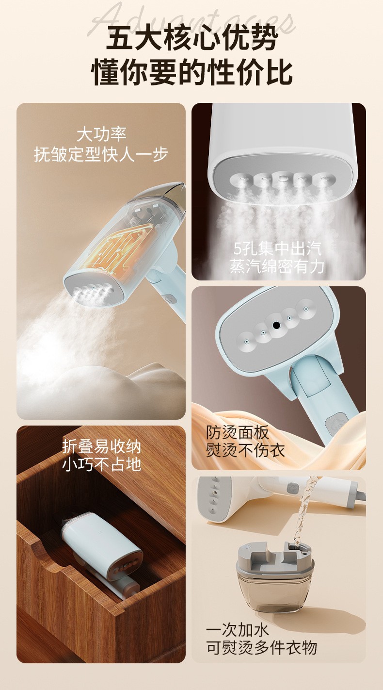 Best-Selling Portable Handheld Garment Steamer Steam Iron Pressing Machine Travel Steamer for Students