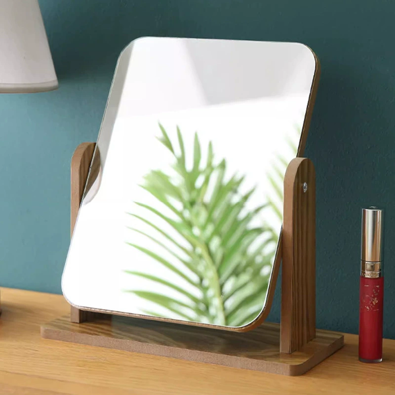 Wooden rotating table dressing table, retro mirror, internet celebrity