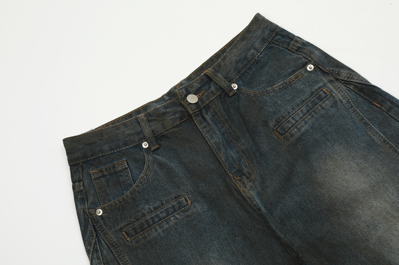 Men's Clothing Trendy and Fashionable Street Distressed Washed Sexual Ripped Jeans Men's Trendy Brand All-match Casual Loose Straight Pants_voghion.com