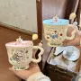 家用带盖陶瓷可爱水杯