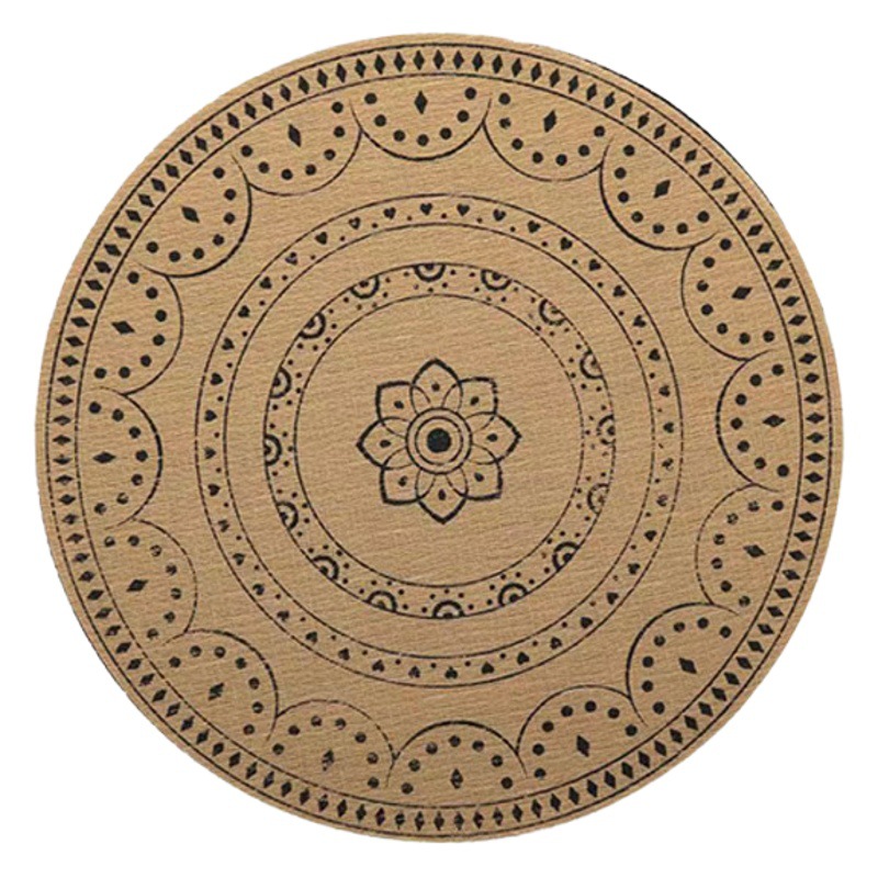 Transfronterizo al por mayor de yute placemat ronda de imitación de lino PVC estera de aislamiento vintage Nordic corte lavable tejido placemat