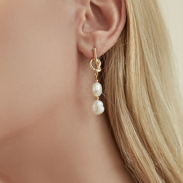 Organic brand retro long earrings pearl