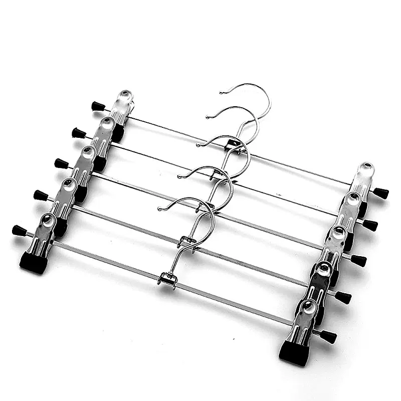 跨境扁钢丝裤架防滑浸塑夹子可伸缩裙夹无痕铁艺裤子夹尺寸可加工