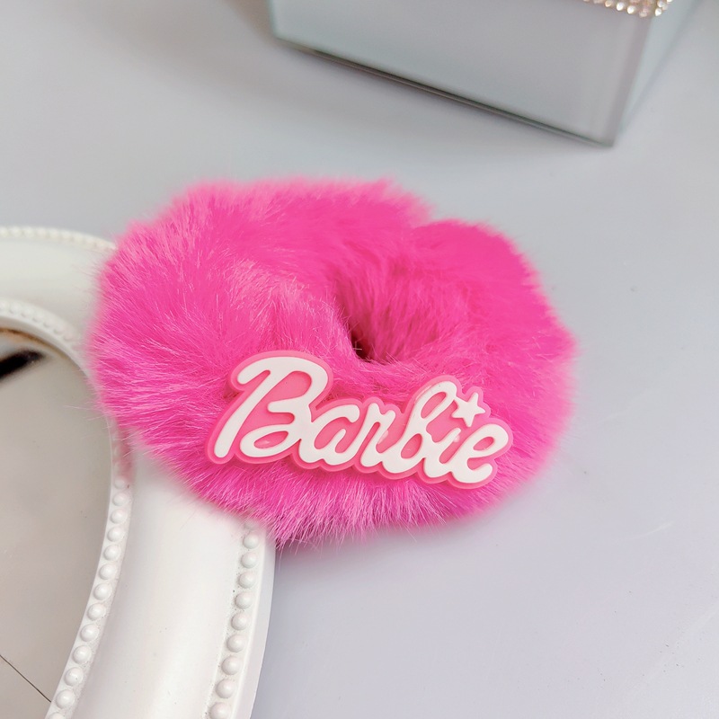 Dopamina dulce y picante Barbie Rosa mullida carta intestino grueso banda de pelo chica princesa cuerda de pelo Rosa rojo blanco tocado