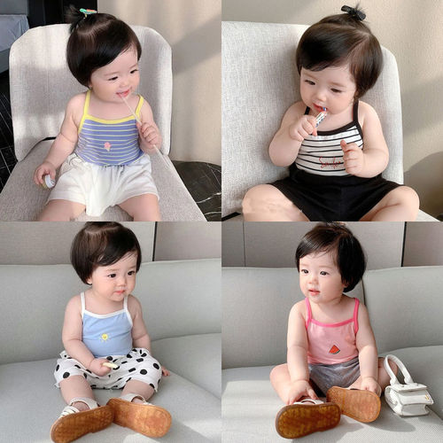 Women's Baby Tank Top with Children's Cartoon Crew Neck Undershirt Ice Silk Base Layer Summer Infant Small Backless Tee Thin Style Outerwear T-Shirt