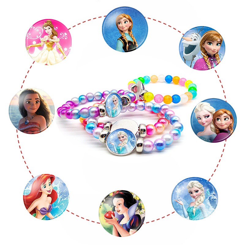 Cartoon Animation Accessories Frozen Aisha Princess Anna Rainbow Beaded Telescopic Bracelet Children's Bracelet