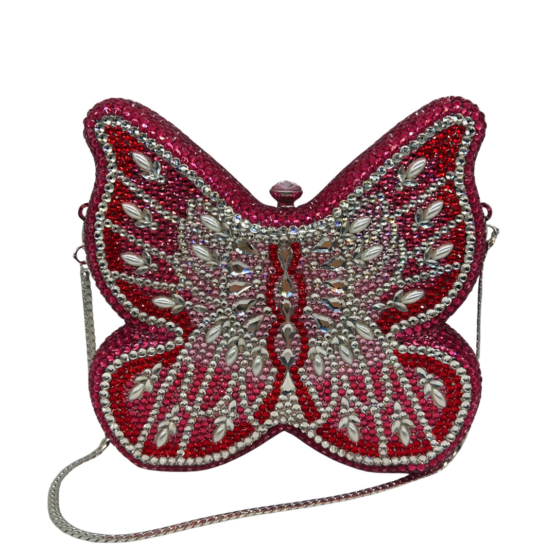 Clutch nữ đính đá cao cấp hình bướm dạ hội — Phấn màu, màu hồng, màu vàng, màu xanh nhạt chi tiết 9