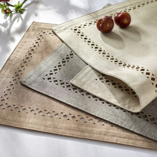 餐桌垫西餐垫亚麻餐垫镂空防滑隔热垫棉麻实木餐垫布艺餐垫桌旗