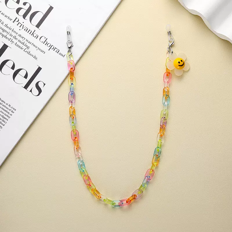 亚克力眼镜链可爱儿童口罩链彩色卡通眼镜链条眼镜批发