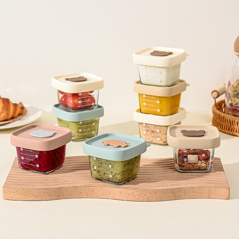 High Boron Steamable Baby Food Bowl with Scale Baby Bowl Sealed Jar Storage Box Glass Crisper Food Supplement Box