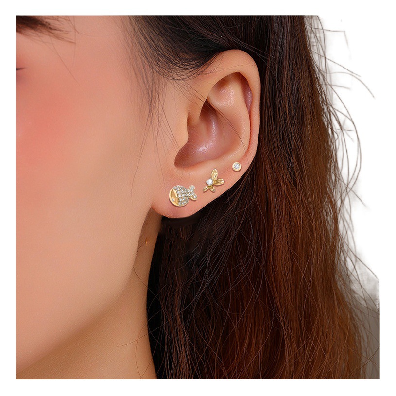 [3 pares] Retro elegante pendientes frescos Corea del Sur Luz de lujo pendientes simples joyería nicho pendientes transfronterizos
