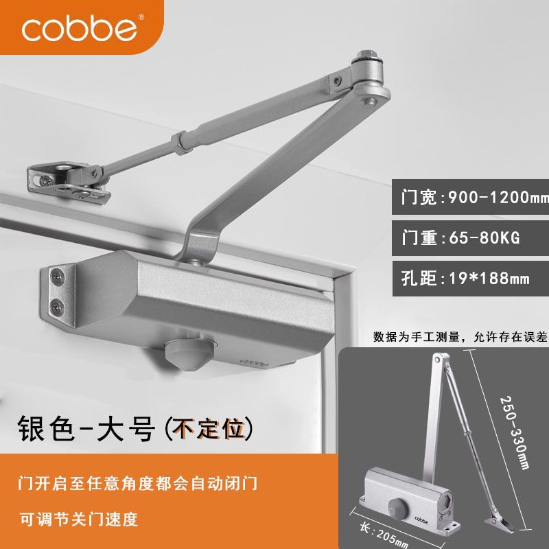 Silver door closer-uncertain position-large size