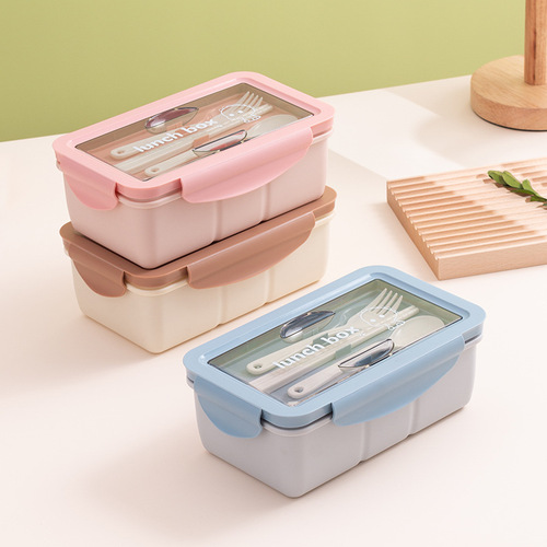 Factory Direct Plastic Divided Lunch Box for Office Workers, Microwave-Safe Sealed Portable Student Lunch Box