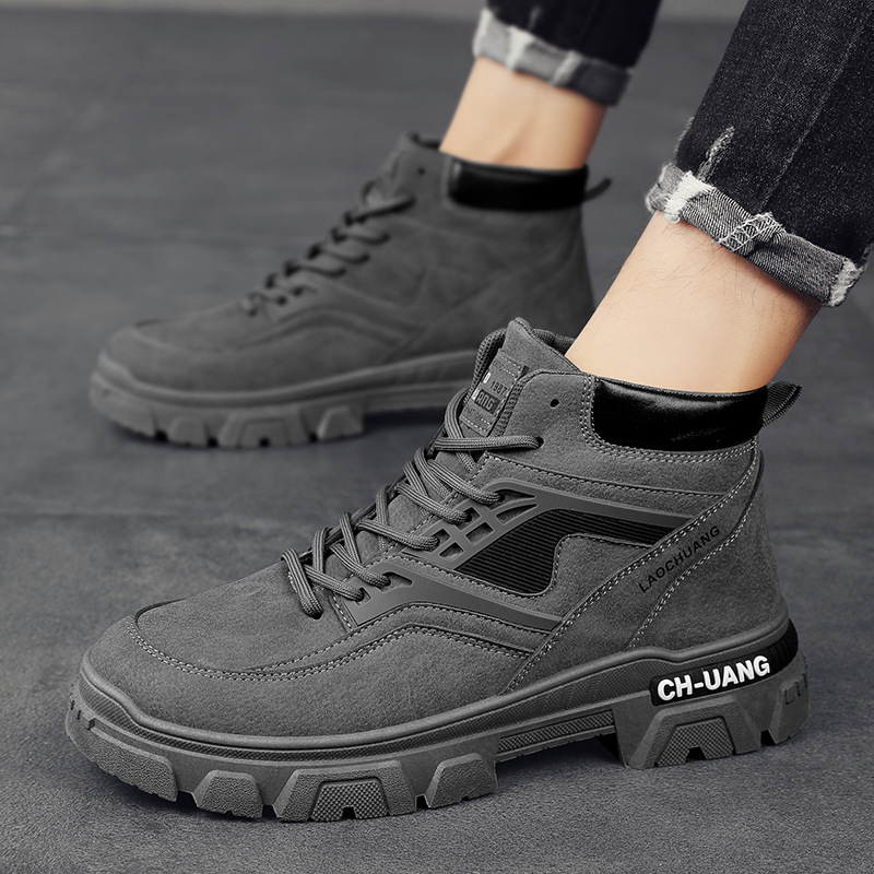 Construction Martin boots men's winter cotton boots with warm fleecy high top men's fur integrated outdoor snow boots_voghion.com