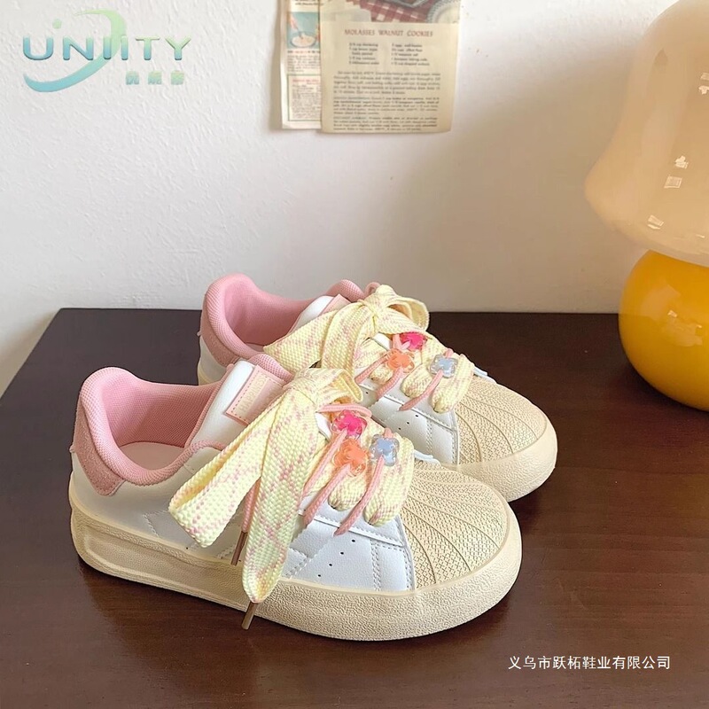 Original Cute Student Shell-Toe Sneakers for Women, Thick-Soled Sports Shoes, Low-Top 2024 New Casual Round-Toe Trendy Shoes
