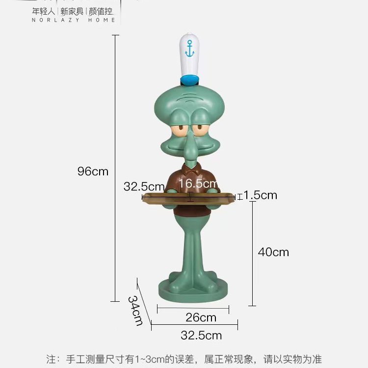 In-Stock 1.0m Trendy Squidward Tray Floor-Standing Oversized Ornament Figurine Worker Sofa Side Living Room Shelf