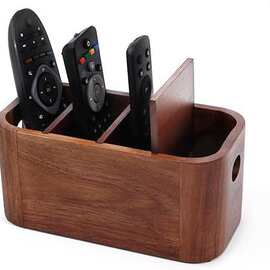 跨境木质桌面分格可调节收纳盒家用客厅遥控器杂物收纳储物木盒