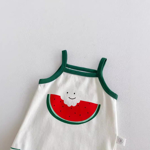 Korean version new baby and toddler unisex cute watermelon style sleeveless crawling suit for summer