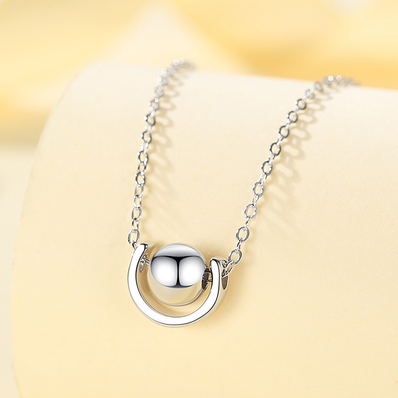 Plata esterlina s925 planeta colgante collar para mujeres estilo japonés y coreano de moda elegante simple todo-fósforo estudiante clavícula cadena forma