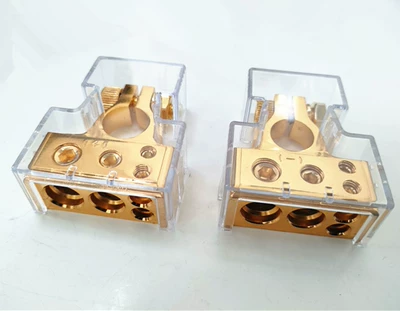 Car Audio Thickeneded Battery Head Car Wire Battery Clip Car Battery Battery Terminal Block (Power supply, ignition system accessories) - golden-with-shell-525