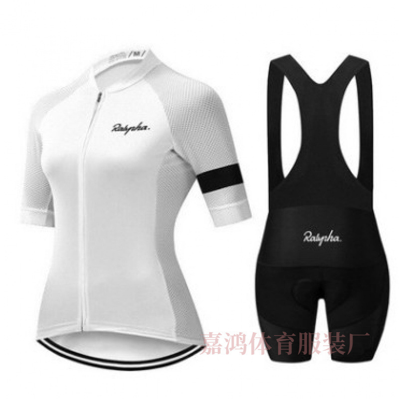 Summer New Product Rapha Women's Short-Sleeved Cycling Jersey Set Top and Bib Shorts Road Cycling Team Version