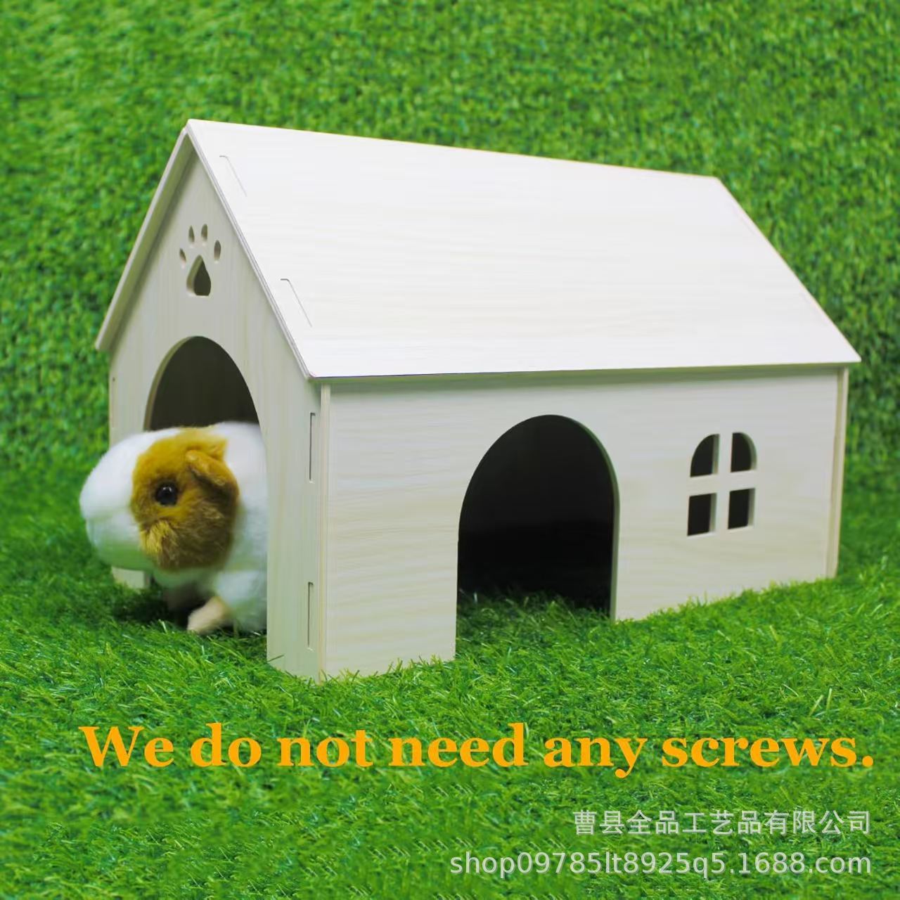 Wooden Large Guinea Pig Wooden House with Window and Roof Wood House Habitat Decor Rabbit Guinea Pig Hideout
