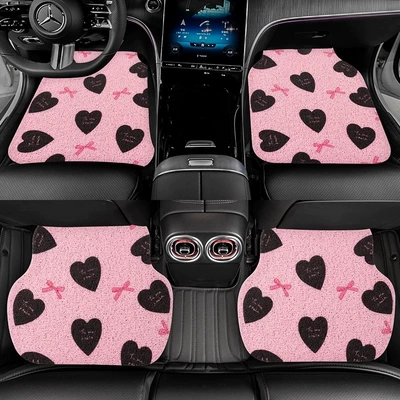 Universal Foot Pad cute car mats, anti-dirt floor - black-silk-loop-floor-mat-4-piece-set