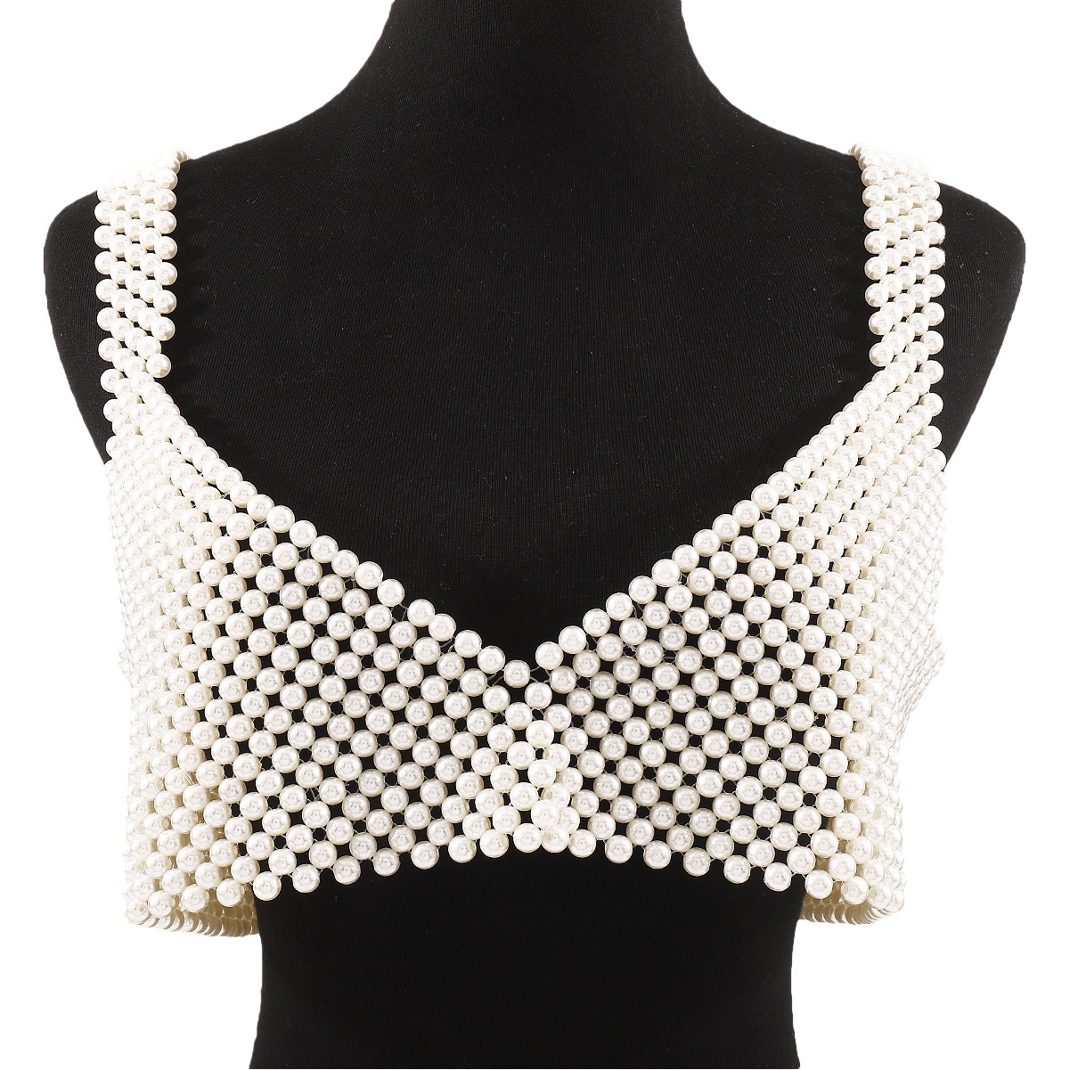 C0416 transfronteriza exagerada nicho creativo cuerpo cadena con cuentas tejidas discoteca sexy cuello en V correa corta decoración del pecho