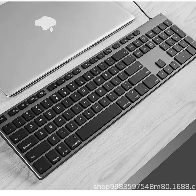 新款铝合金金属有线键盘适用MAC苹果台式电脑办公游戏纤薄USB轻音