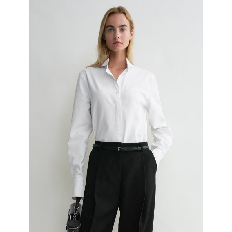 2025 Early Autumn New White Tuxedo Shirt Women's Scandinavian Tot Simple Commuter Long-Sleeved Top 2025 Early Autumn New White Tuxedo Shirt Women's Scandinavian Tot Simple Commuter Long-Sleeved Top