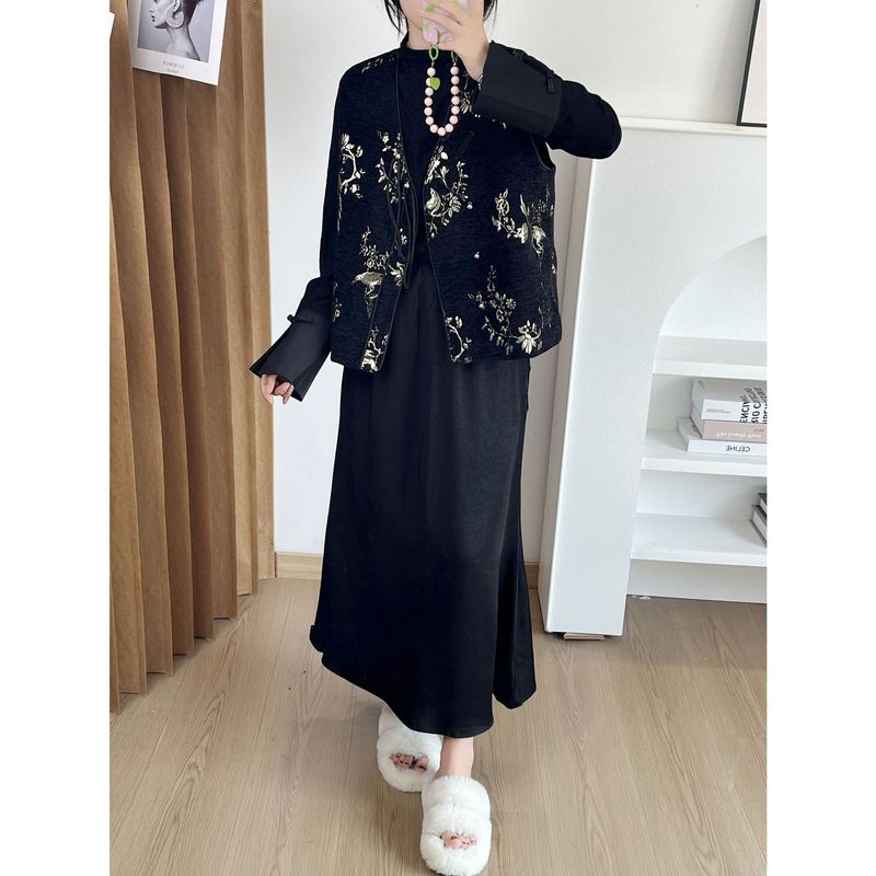 2025早秋大码女装气质新中式马甲半身裙上衣三件套200斤胖MM8205|undefined