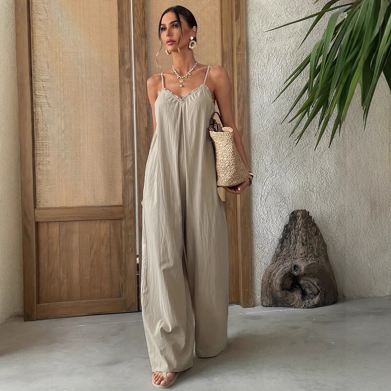 2026 Spring/Summer New Women's Strap Jumpsuit European and American Fashion Casual Vacation Cool and Elegant Women's Long Pants