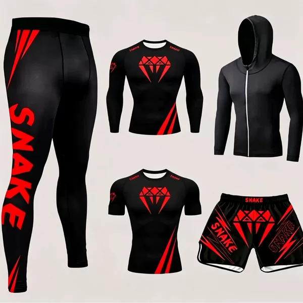 Venom Training Suit Ufc Set Men's and Women's Boxing Tight-Fitting Quick-Drying Clothing Muay Thai Sports Fitness Clothing 5-Piece Set in Stock Wholesale