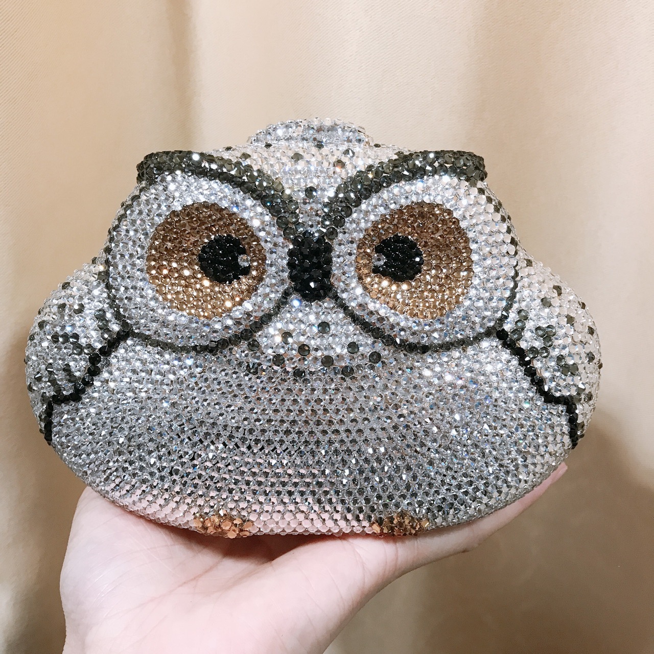 Bolsos de cristal de búho de dibujos animados caja dura llena de diamantes bolsas de cena bolsas de banquete en forma de animales bolsas de mano bolsas de cena