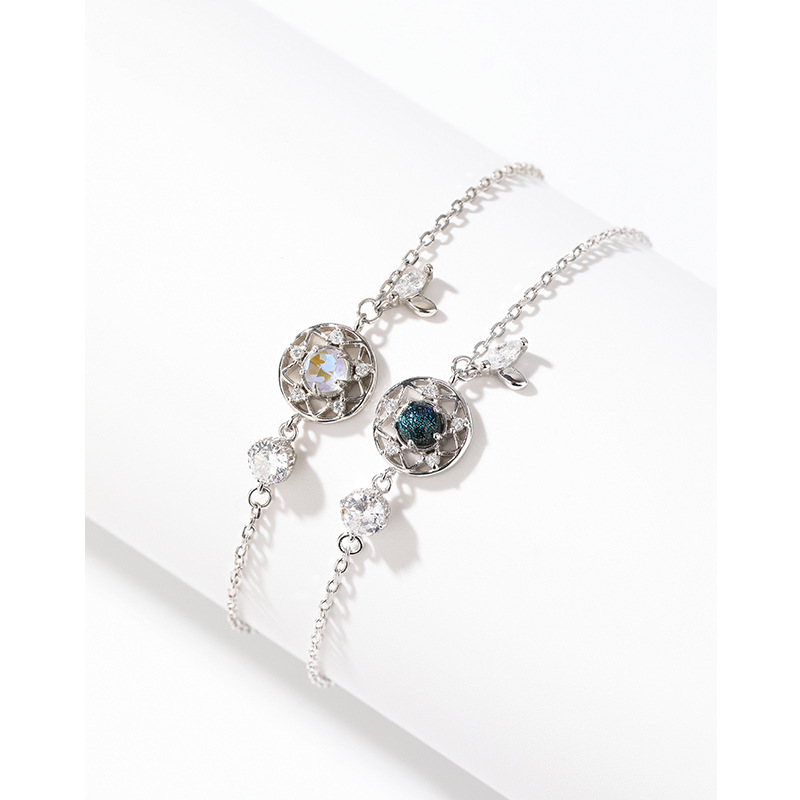 S925 plata esterlina piedra de cristal Dream catcher pulsera mujer luz lujo nicho exquisito chica temperamento coreano simple pulsera