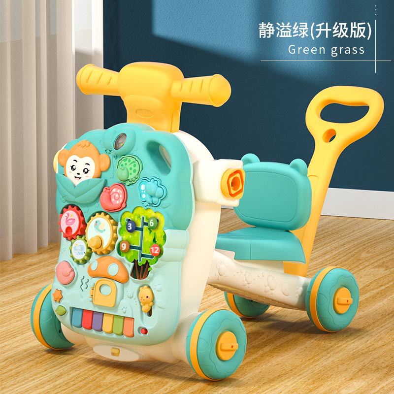 Bebé mano empuje caminante anti-o-pierna multi-funcional anti-flip bebé puede sentarse 4-en-1 caminar juguete ayuda