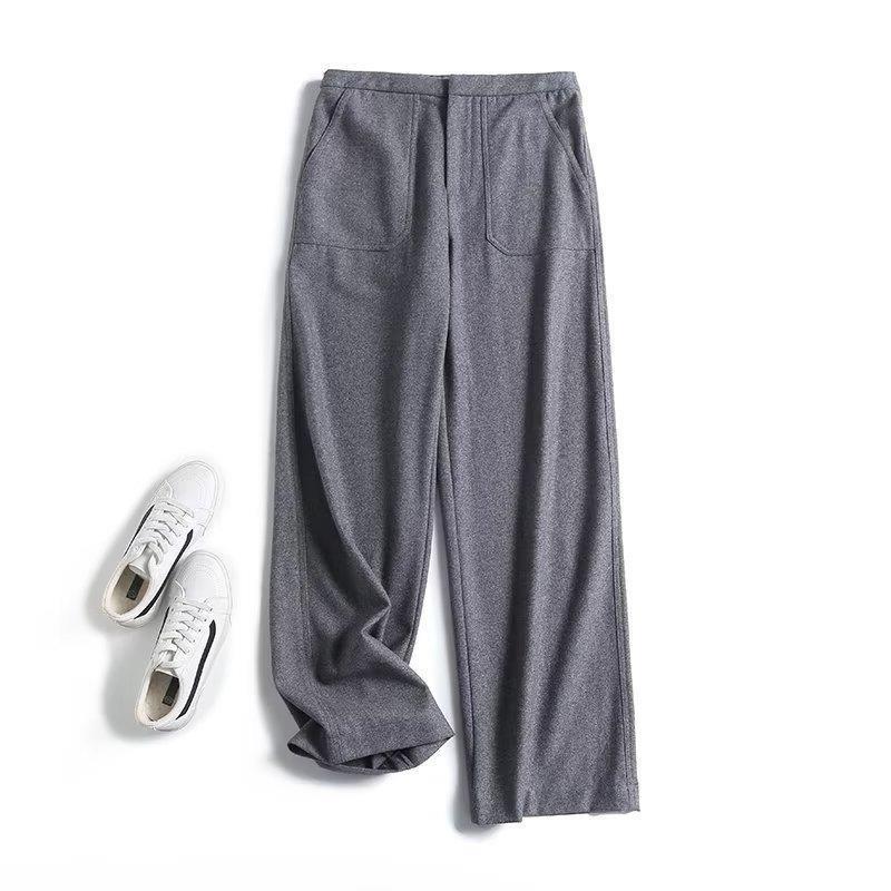 BM & MD & ZA Spring New Women's Casual Commuter Carpenter Style Blended Flannel Straight Pants 050745498