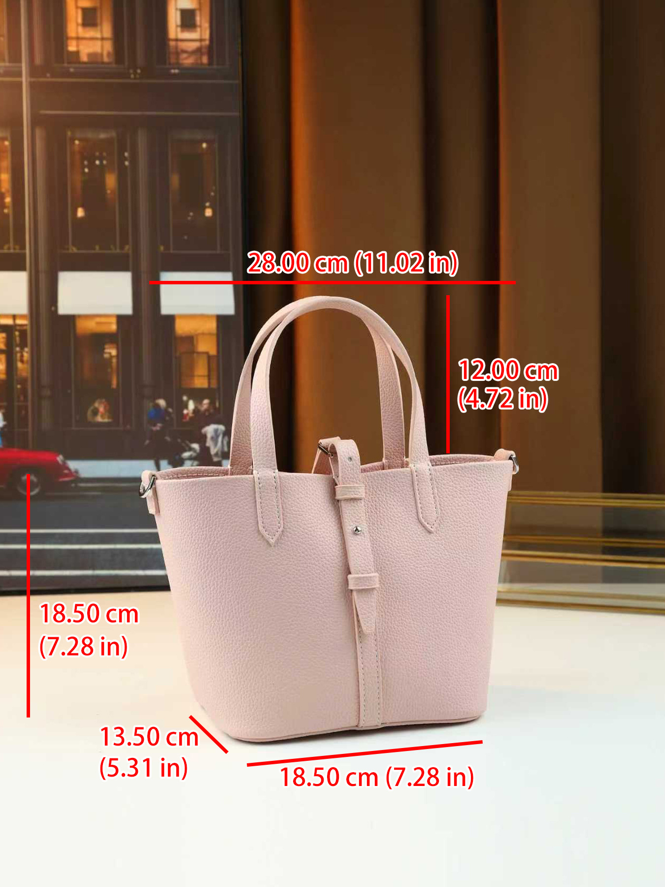Lychee Pattern Women's Handbag Solid Color Bucket Bag Versatile Shoulder/Crossbody Bag For Commuting PU Leather Zipper Closure Medium Size_voghion.com