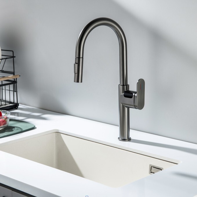 Cross-border foreign trade 304 stainless steel faucet with digital display, sensor-controlled pull-out spout, hot and cold water for kitchen sink Cross-border foreign trade 304 stainless steel faucet with digital display, sensor-controlled pull-out spout, hot and cold water for kitchen sink
