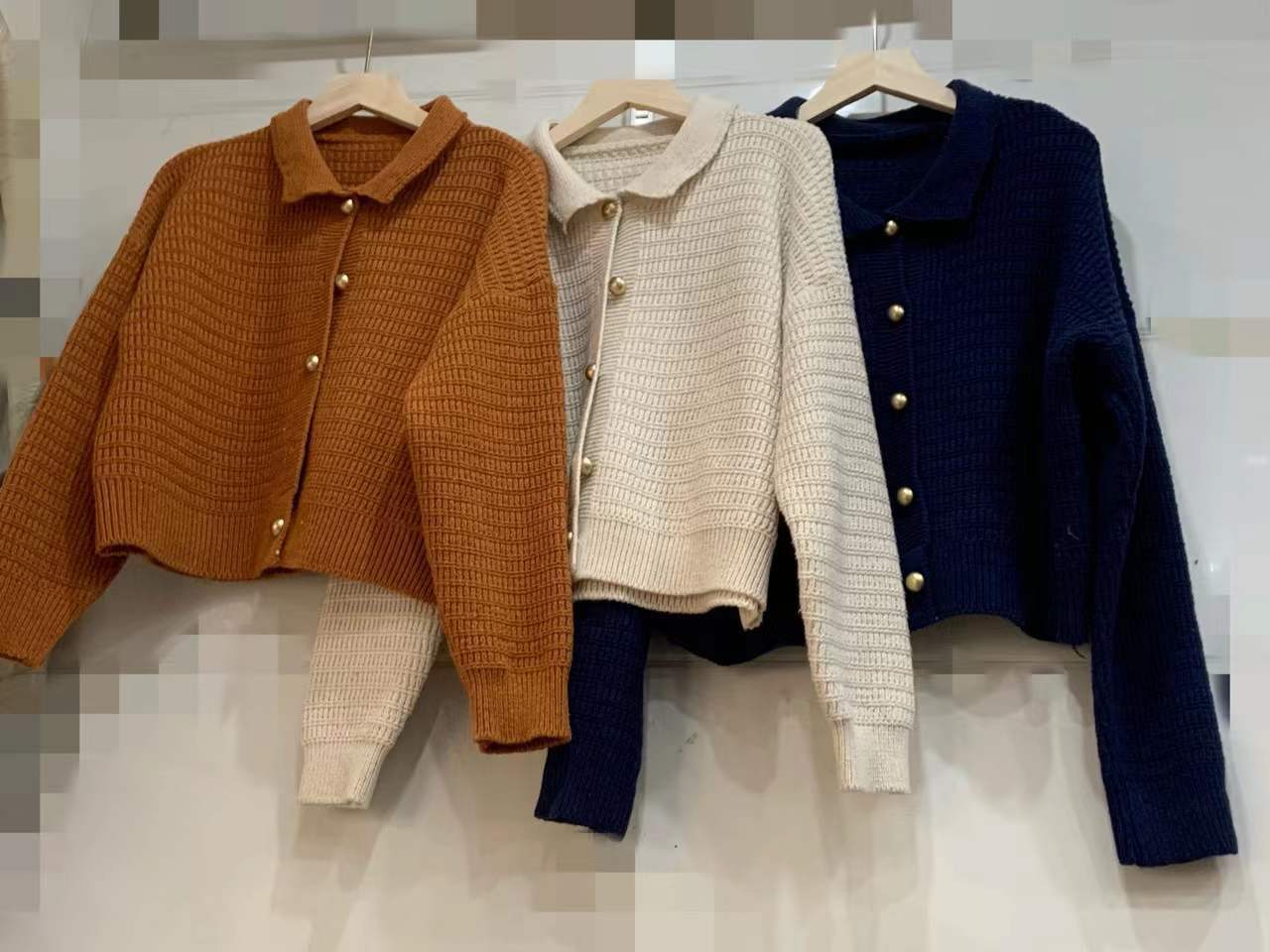 Retro solid sweater, cardigan, Korean style, high collar, oversize