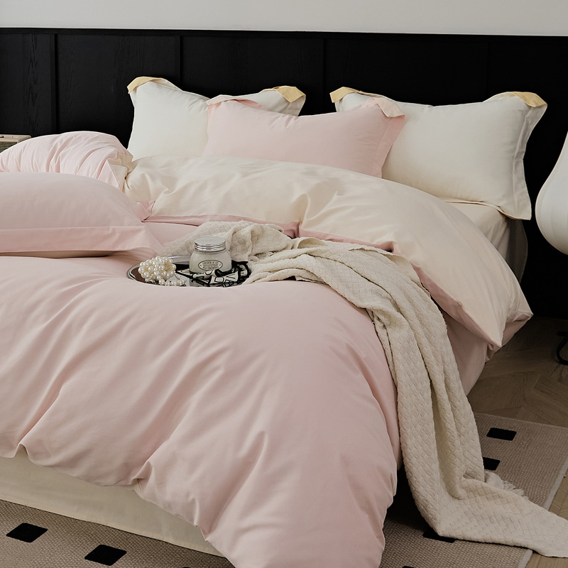 High-end 100 algodón largo molido de cuatro piezas de otoño invierno cálido cubierta de edredón de algodón puro pro-piel de algodón de tres piezas de cama gaza