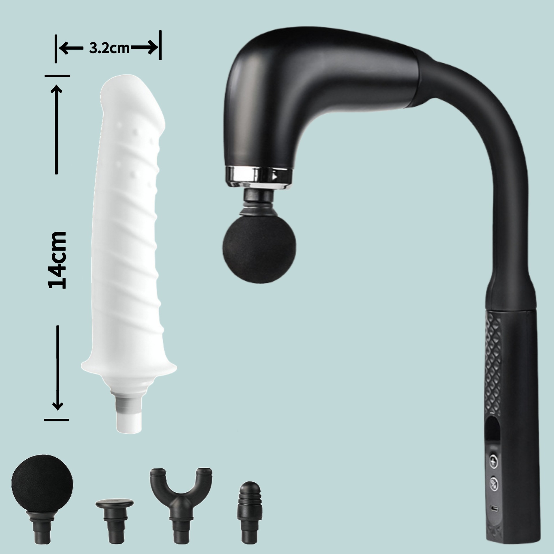 Transfronterizo codo pistola de fascia muscular multifuncional masaje cervical espinal pistola de masaje eléctrico lumbar cabeza de silicona modificada image 13