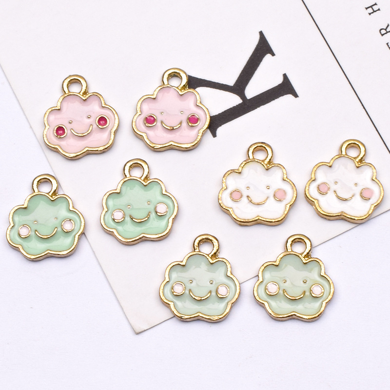 10 Pcs/package Cute Clouds Emoji Face Alloy Enamel Jewelry Accessories display picture 2