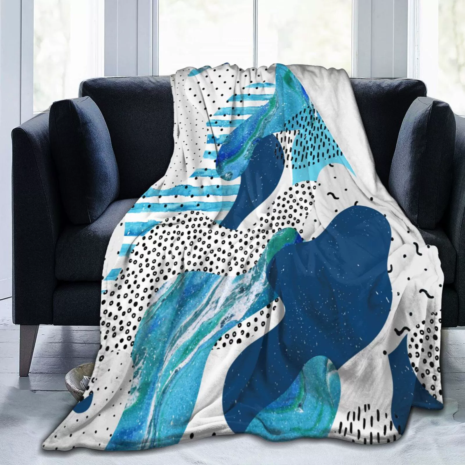 Плед из фланели с эффектом тай-дай в полоску, плед для кондиционера, подарок на Рождество