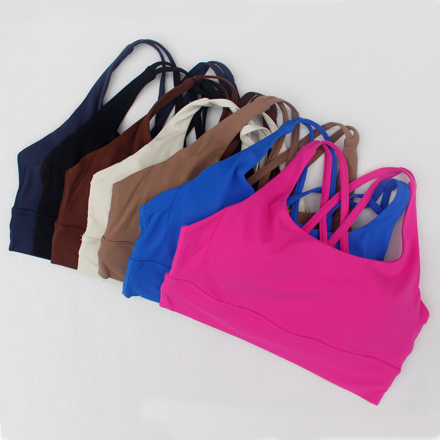 Fitness, Yoga Occasion Sports Solid Color Nylon Spandex Strap Active Tops Halter Crisscross Tank