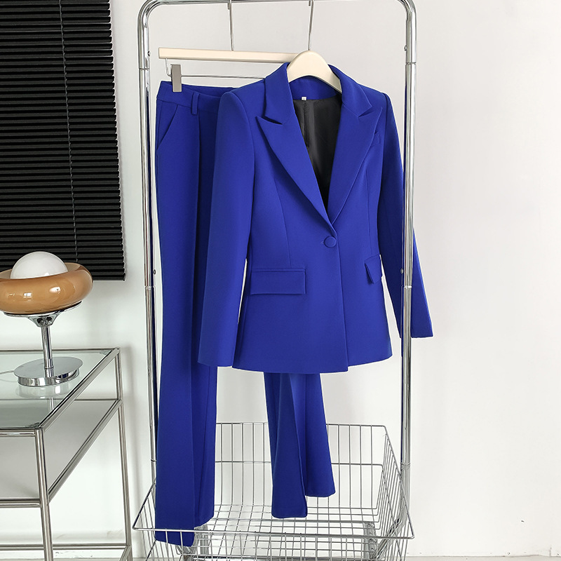 In-Stock European and American 2022 Autumn New Style Back-Slit Elegant Commuter Slim-Fit Waist-Cinching Single-Button Blazer for Women