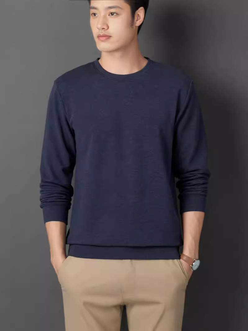 Autumn Winter New Product De Velvet Round Neck Sweatshirt Dad Outfit Men Middle-Aged And Elderly Loose Long-Sleeved_voghion.com