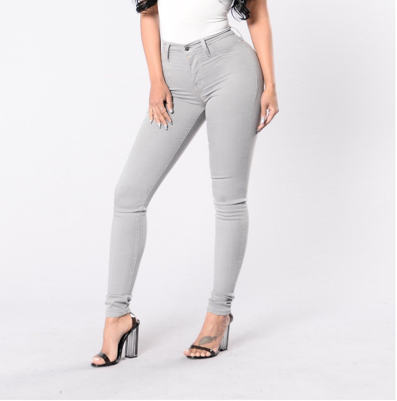 Denim Cotton Fabric Type Women's Daily Streetwear Gradient Color Full Length Washed Jeans Skinny Pants